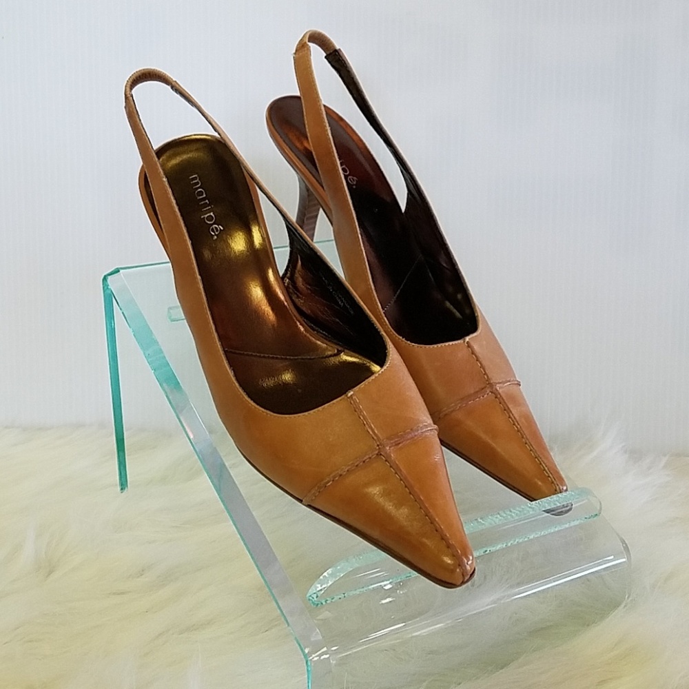 💋MARIPÉ SLINGBACK LEATHER HEELS💋